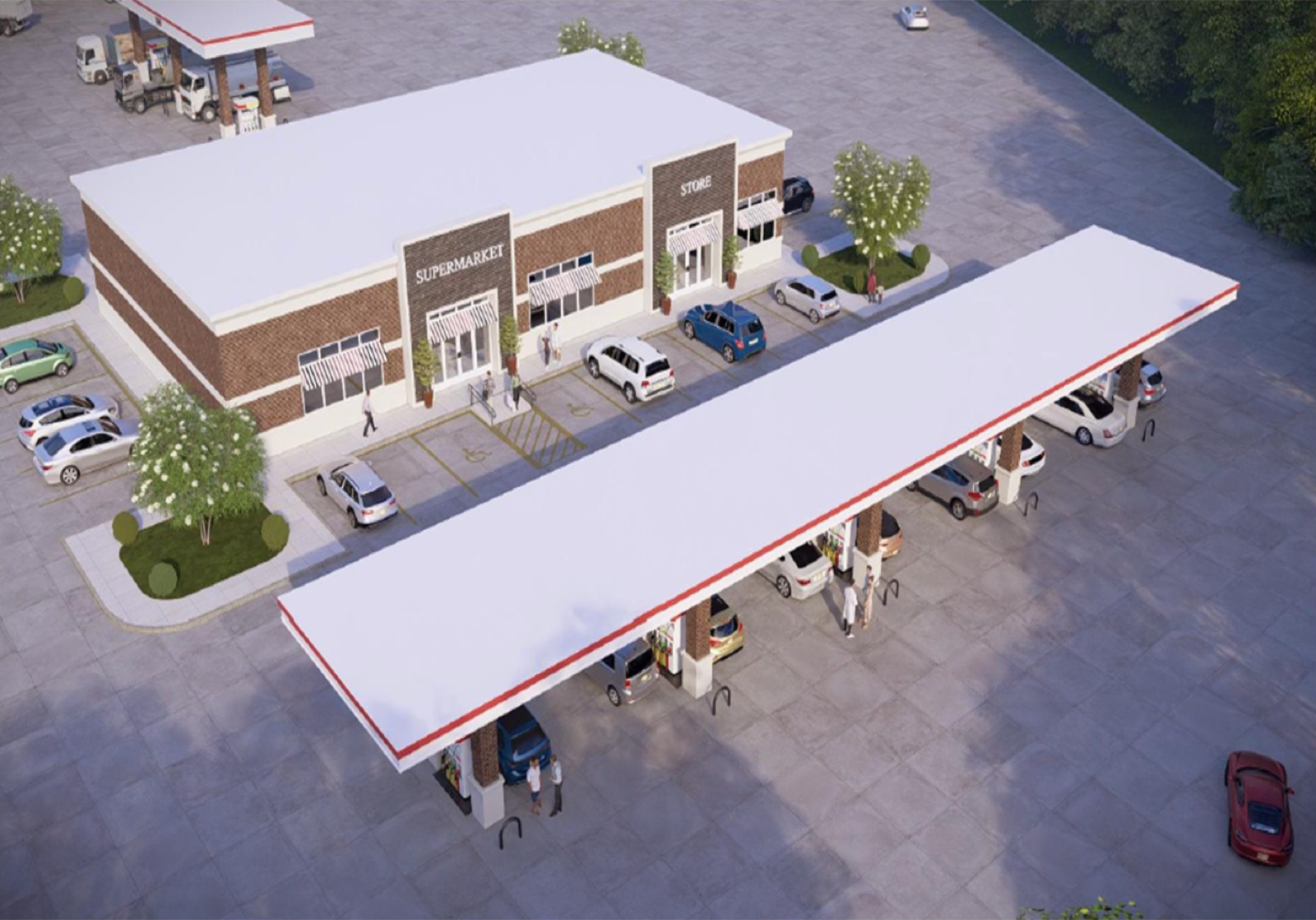 Architectural rendering — proposed Fayette Travel Center